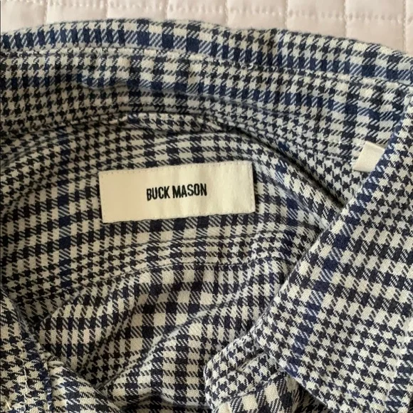 Buck Mason Black and White Houndstooth Button Down, Small - Picture 2 of 9